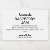 Homemade Raspberry Jam Custom Kitchenette Pantry Lebensmitteletikett (Einzelnes Label)