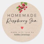 Homemade Raspberry Jam Labels | Made with Love Runder Aufkleber (Vorderseite)