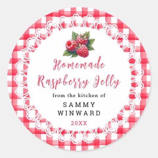 Homemade Raspberry Jelly Label Runder Aufkleber (Vorderseite)