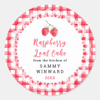 Homemade Raspberry Loaf Cake Label Runder Aufkleber