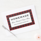 Homemade Red Kariert Rechteckiger Aufkleber (Umschlag)