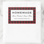 Homemade Red Kariert Rechteckiger Aufkleber (Tasche)