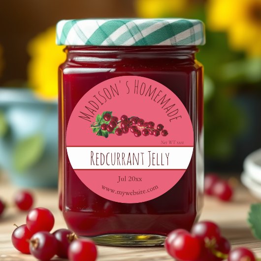 Homemade Redcurrant Jelly Labels Runder Aufkleber