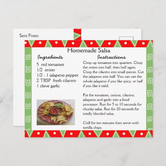 Homemade Salsa Rezept Card Postkarte (Vorne/Hinten)