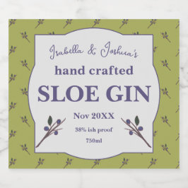 Homemade Sloe Gin Label Alkoholflaschenetikett