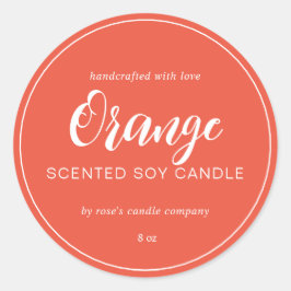 Homemade Soy Candle Chic Calligrafie Orange Red Runder Aufkleber