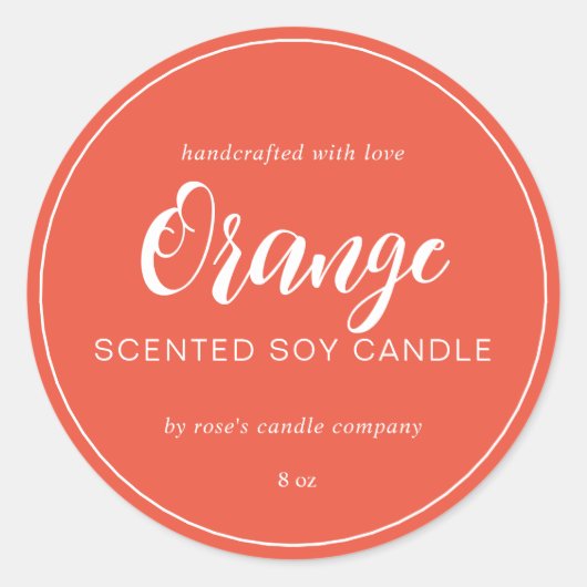 Homemade Soy Candle Chic Calligrafie Orange Red Runder Aufkleber (Vorderseite)