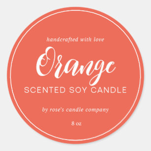Homemade Soy Candle Chic Calligrafie Orange Red Runder Aufkleber