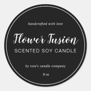 Homemade Soy Candle Chic Calligraphie Black Runder Aufkleber