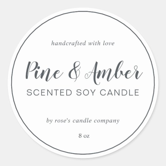 Homemade Soy Candle Chic Calligraphie Off Black Runder Aufkleber (Vorderseite)