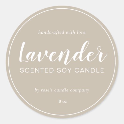 Homemade Soy Candle Chic Calligraphy Grau Runder Aufkleber (Vorderseite)