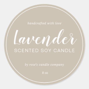 Homemade Soy Candle Chic Calligraphy Grau Runder Aufkleber
