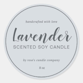 Homemade Soy Candle Chic Calligraphy Pastel Blue Runder Aufkleber