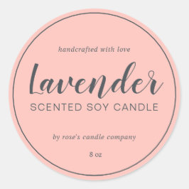Homemade Soy Candle Chic Calligraphy Pastell Pink Runder Aufkleber