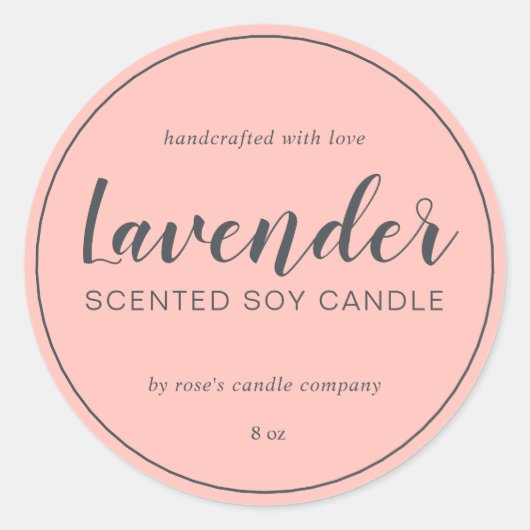 Homemade Soy Candle Chic Calligraphy Pastell Pink Runder Aufkleber (Vorderseite)