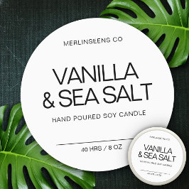 Homemade Soy Candle Chic Calligraphy White Classic Runder Aufkleber