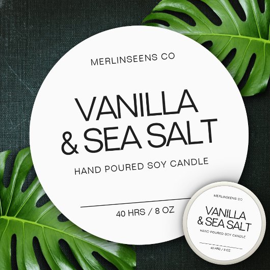 Homemade Soy Candle Chic Calligraphy White Classic Runder Aufkleber