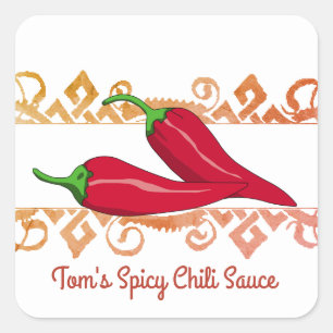 Homemade Spicy Sauce Quadratischer Aufkleber