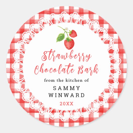 Homemade Strawberry Chocolate Bark Label Runder Aufkleber (Vorderseite)