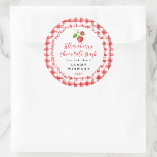 Homemade Strawberry Chocolate Bark Label Runder Aufkleber (Tasche)
