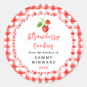 Homemade Strawberry Cookies Label Runder Aufkleber (Vorderseite)