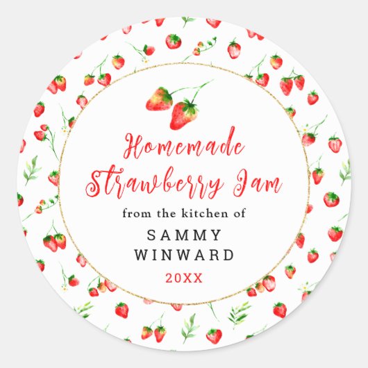 Homemade Strawberry Jam Canning Label Runder Aufkleber (Vorderseite)