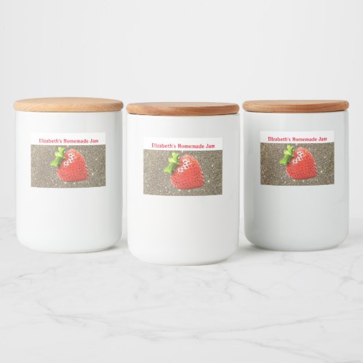 Homemade Strawberry Jam Custom Sparkle Silver Red Lebensmitteletikett (Flaschen)