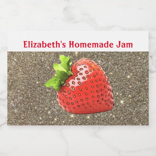 Homemade Strawberry Jam Custom Sparkle Silver Red Lebensmitteletikett (Einzelnes Label)