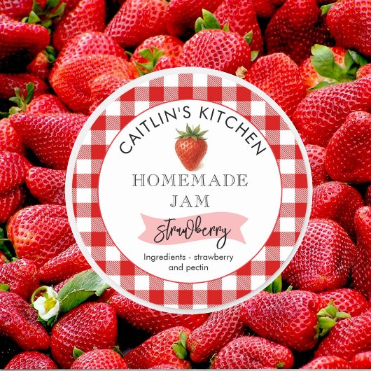 Homemade Strawberry Jam Label | Benutzerdefinierte Runder Aufkleber