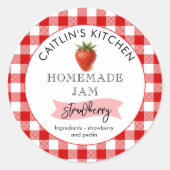 Homemade Strawberry Jam Label | Benutzerdefinierte Runder Aufkleber (Vorderseite)