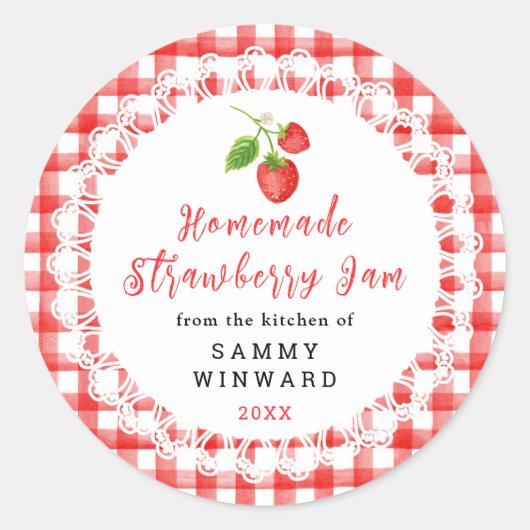 Homemade Strawberry Jam Label Runder Aufkleber (Vorderseite)