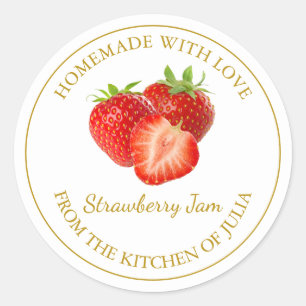 Homemade Strawberry Jam Label weiß Runder Aufkleber