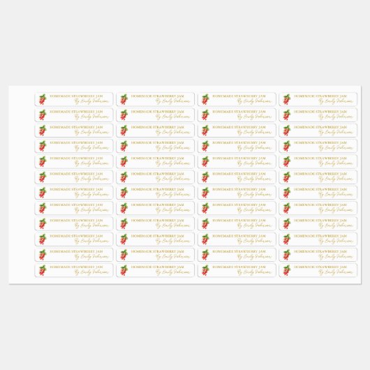 Homemade Strawberry Jam Thin Label Etiketten (Blatt)