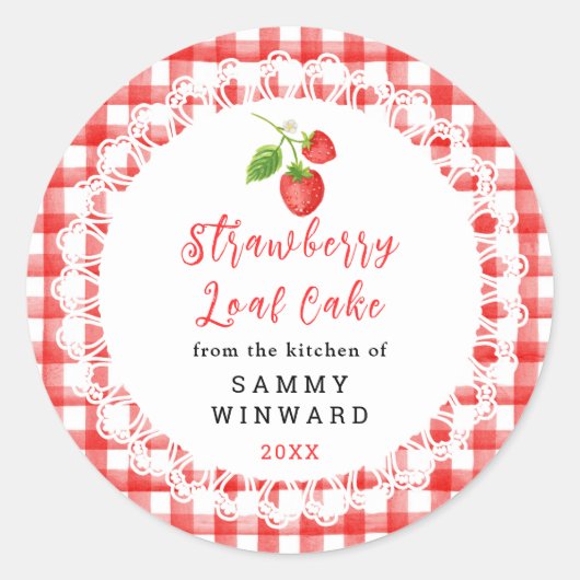 Homemade Strawberry Loaf Cake Label Runder Aufkleber (Vorderseite)
