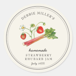 Homemade Strawberry Rhubarb Jam jar Runder Aufkleber