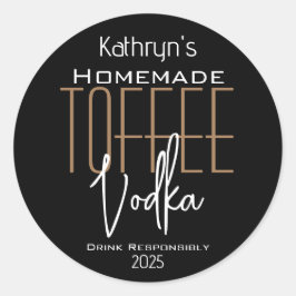 Homemade Toffee Vodka Personalisiertes Label Runder Aufkleber