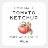 Homemade Tomate Ketchup Label Quadratischer Aufkleber (Vorderseite)