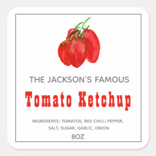 Homemade Tomato Ketchup Sauce Quadratischer Aufkleber
