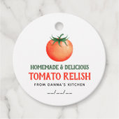 Homemade Tomato Relish Label mit roter Tomate (Vorderseite)