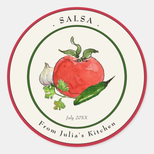 Homemade Tomato Salsa Jar Label Runder Aufkleber (Vorderseite)