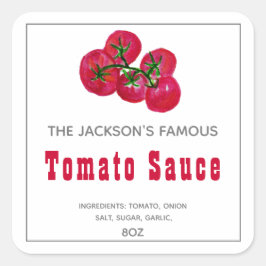 Homemade Tomato Sauce Canning Label Quadratischer Aufkleber
