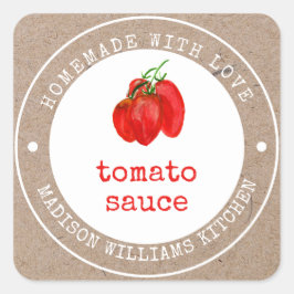 Homemade Tomato Sauce Canning Label Quadratischer Aufkleber