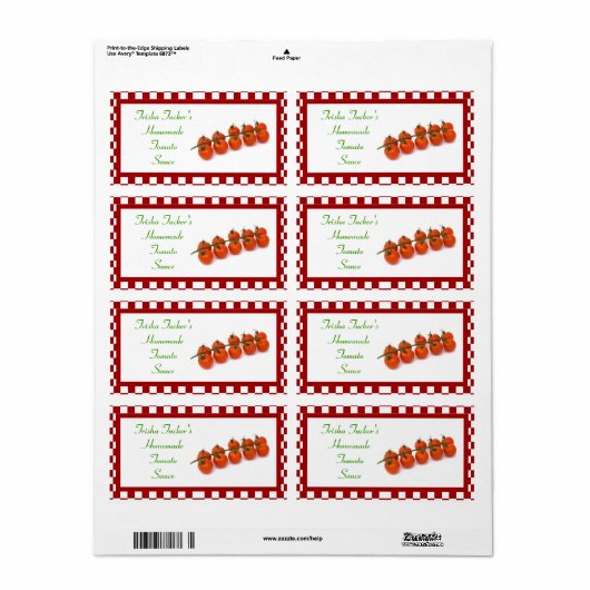 Homemade Tomato Sauce Label (Vorne)