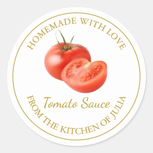 Homemade Tomato Sauce Label | weiß Runder Aufkleber (Vorderseite)