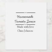 Homemade tomato sauce made with love add name text weinetikett (Einzelnes Label)