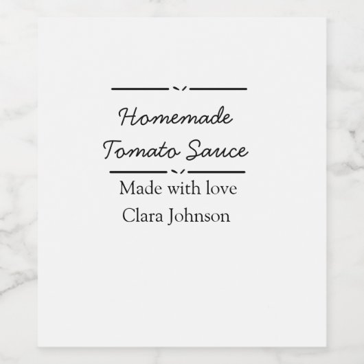 Homemade tomato sauce made with love add name text weinetikett (Einzelnes Label)