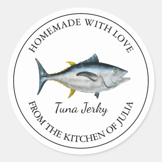 Homemade Tuna Jerky Label Runder Aufkleber (Vorderseite)