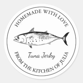 Homemade Tuna Jerky Label Runder Aufkleber
