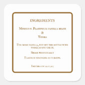 Homemade Vanilla Extract Bottle Ingredients Labels Quadratischer Aufkleber (Vorderseite)