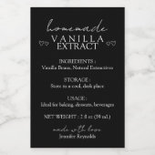 Homemade Vanilla Extract Instruktion schwarz Lebensmitteletikett (Einzelnes Label)